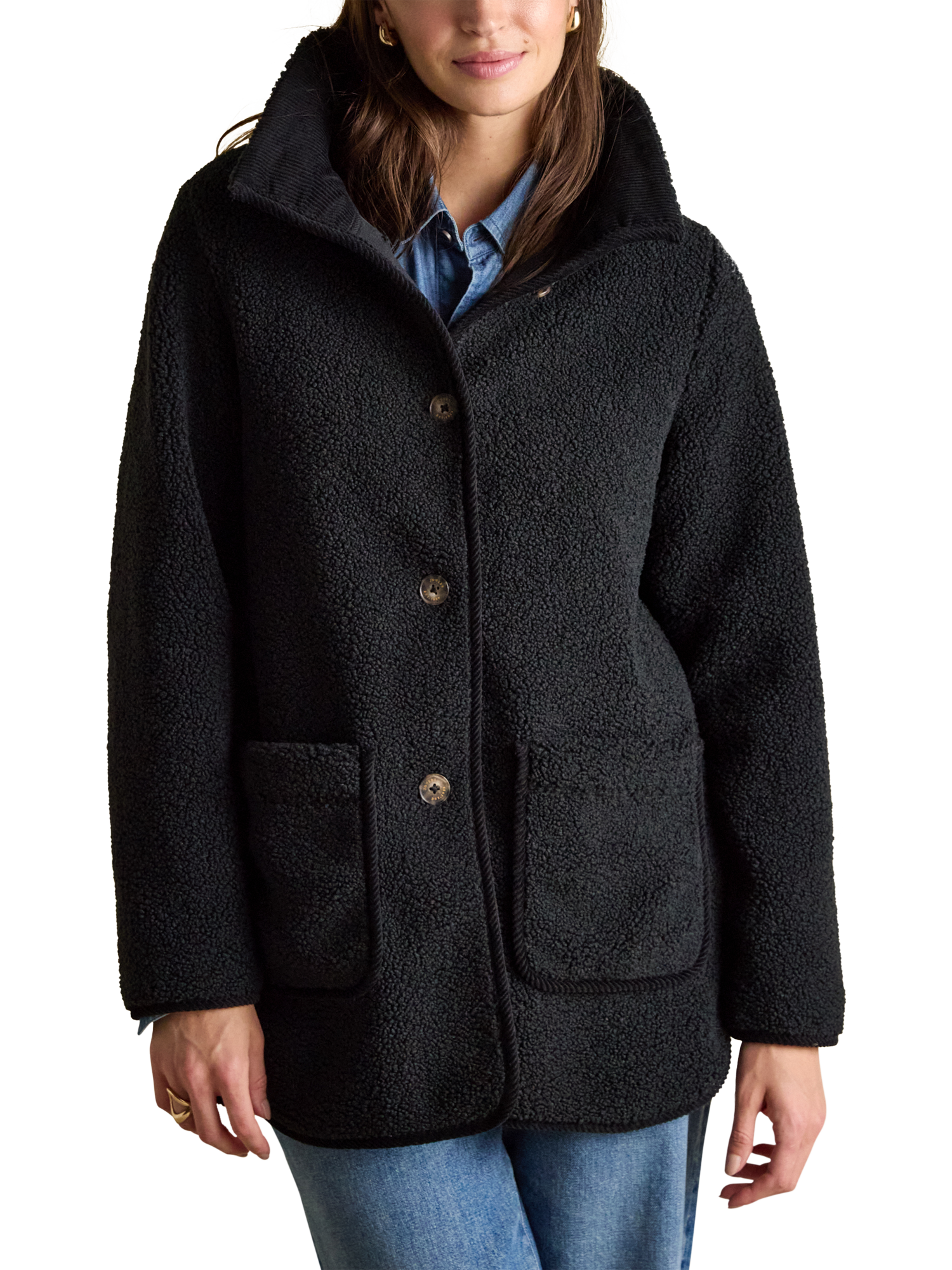 Product image 1 of 7, which shows Joules Longline Fleece Jacket, Black, 6