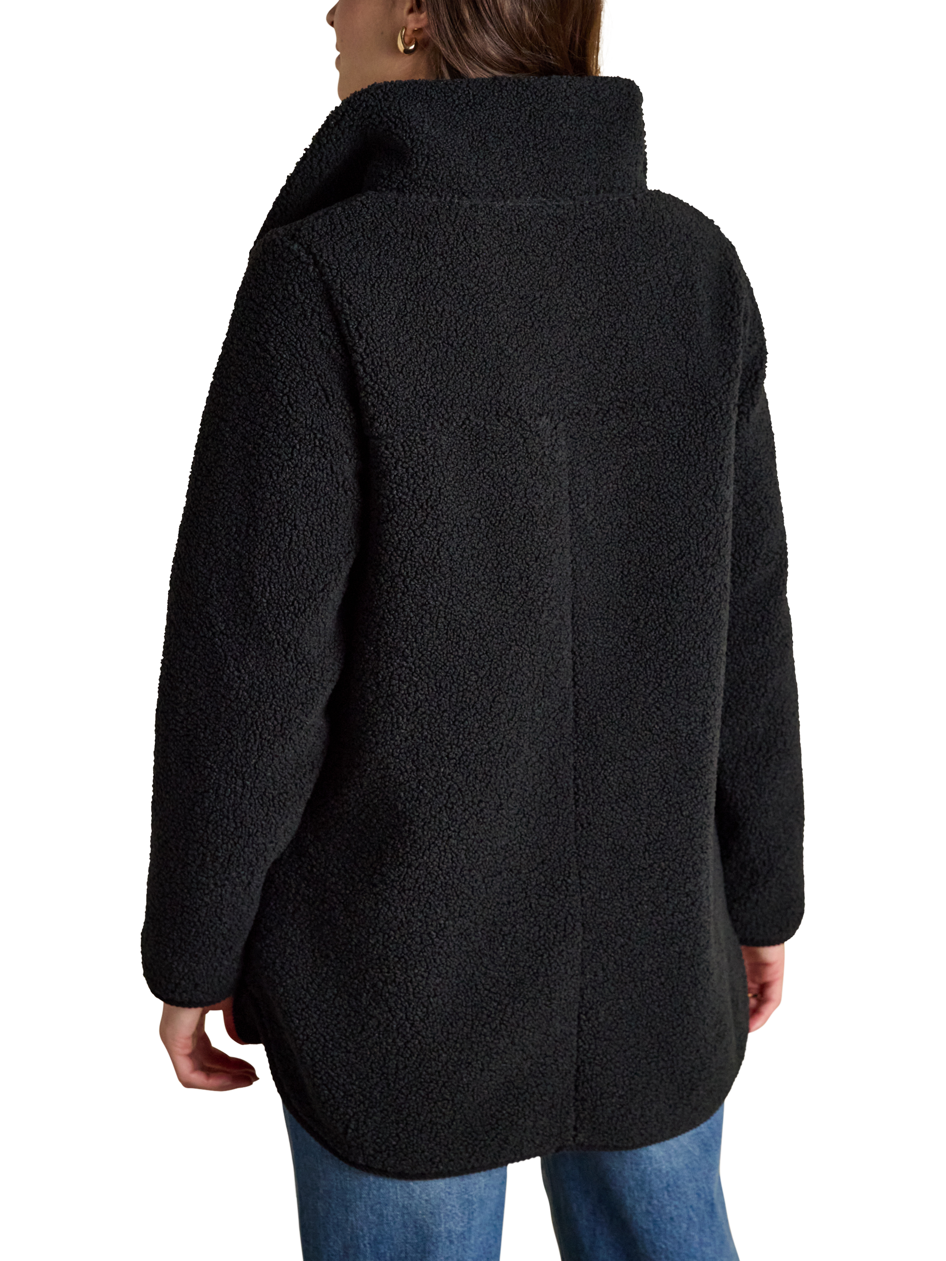 Product image 2 of 7, which shows Joules Longline Fleece Jacket, Black, 6