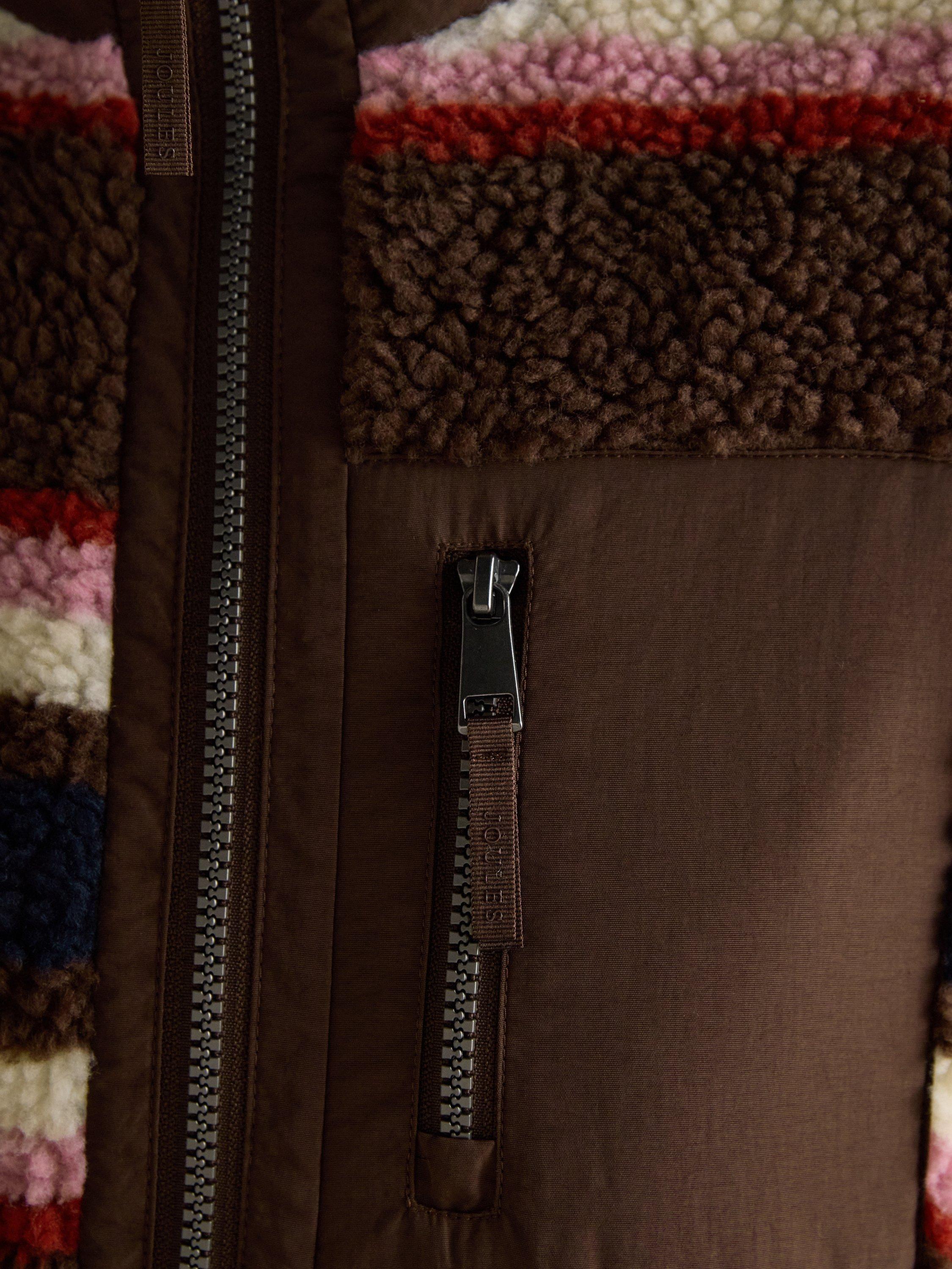 Product image 6 of 10, which shows Joules Zipped Stripe Cardigan, Chocolate/Multi, 6