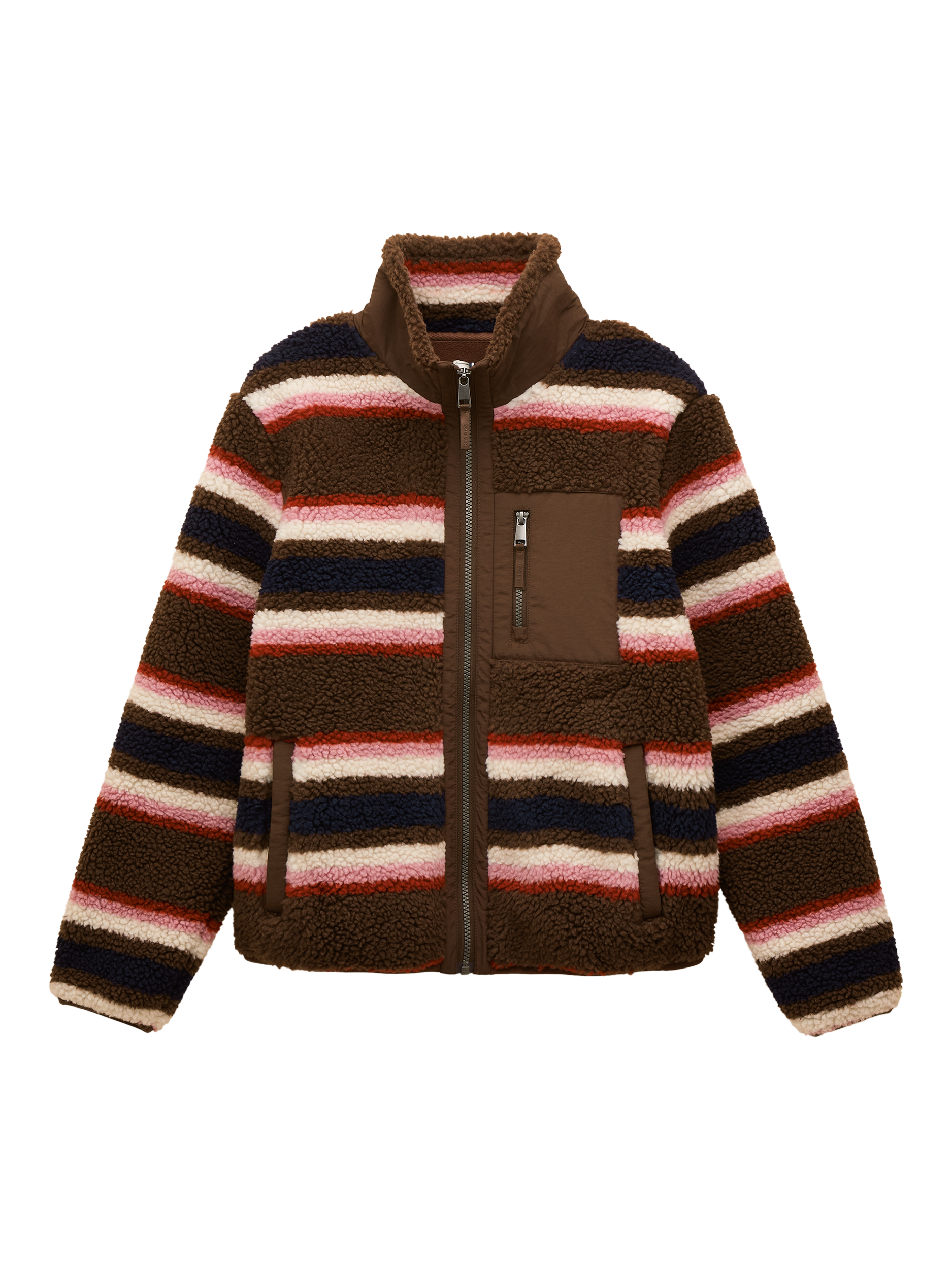Product image 10 of 10, which shows Joules Zipped Stripe Cardigan, Chocolate/Multi, 6