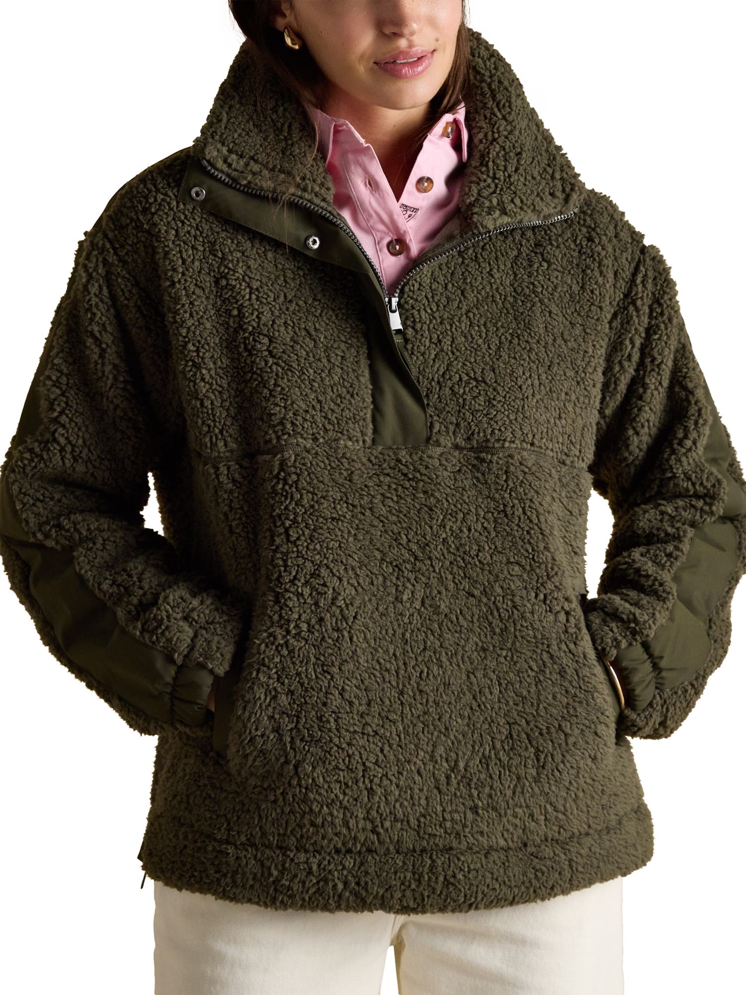 Product image 1 of 8, which shows Joules Half Zip Fleece Top, Khaki, 6