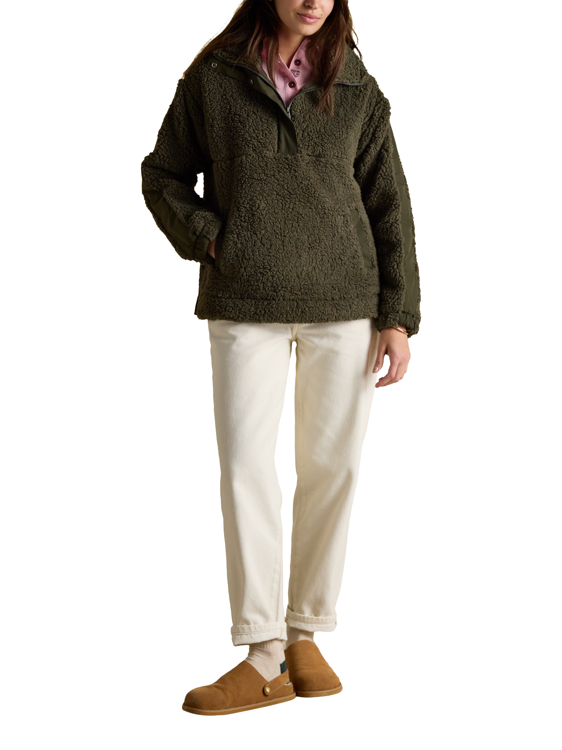 Product image 4 of 8, which shows Joules Half Zip Fleece Top, Khaki, 6