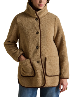 Joules Longline Fleece Jacket, Light Taupe, Light Taupe
