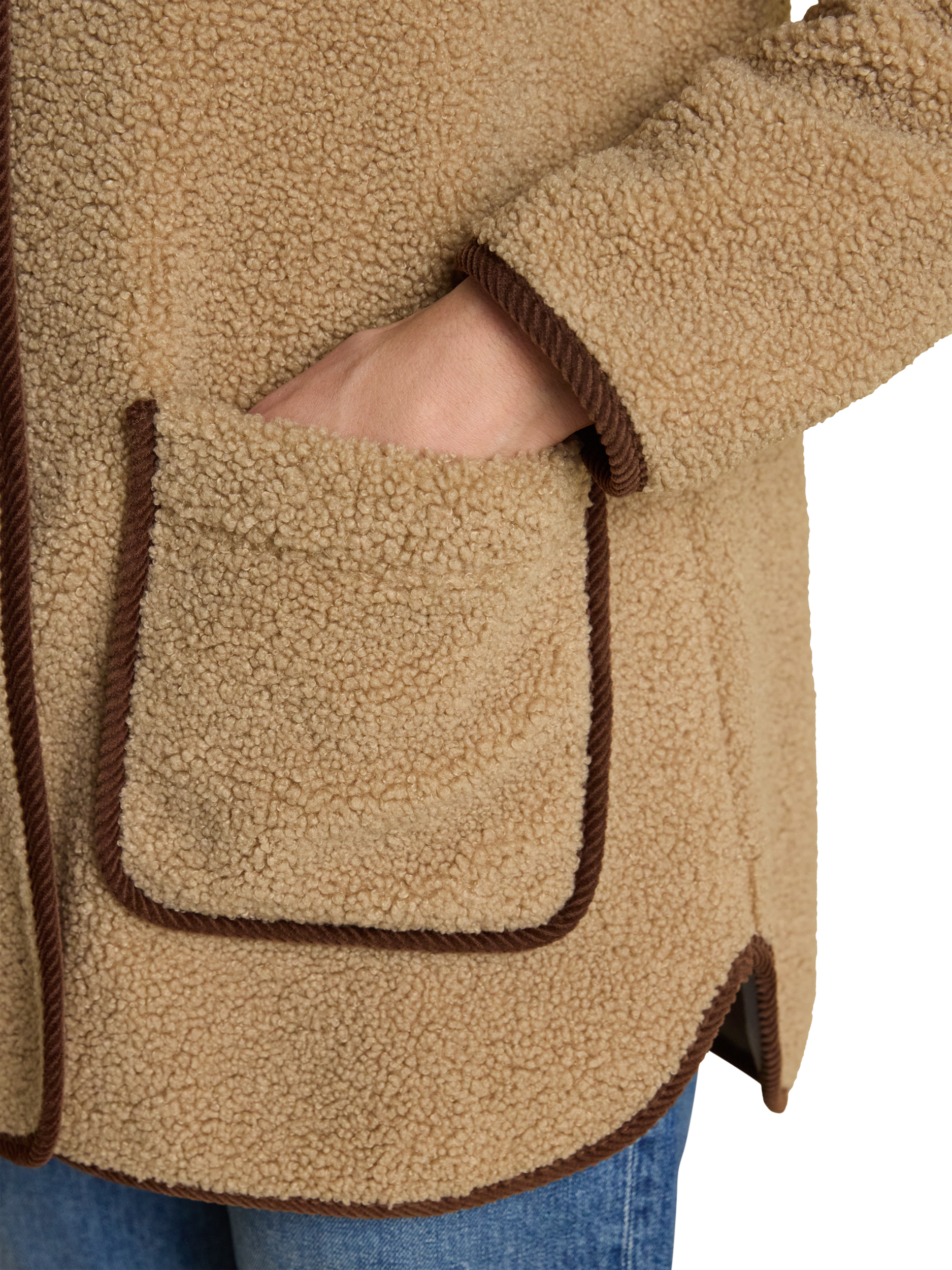 Product image 3 of 7, which shows Joules Longline Fleece Jacket, Light Taupe, 6