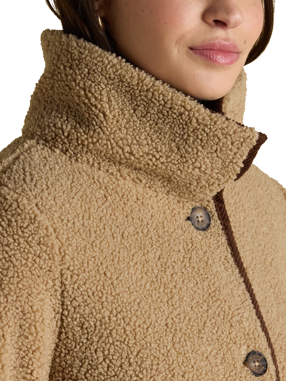 Product image 5 of 7, which shows Joules Longline Fleece Jacket, Light Taupe, 6