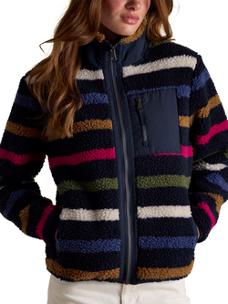 Joules Striped Borg Fleece, Navy/Multi, Navy/Multi