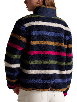 Joules Striped Borg Fleece, Navy/Multi - view 2, Navy/Multi