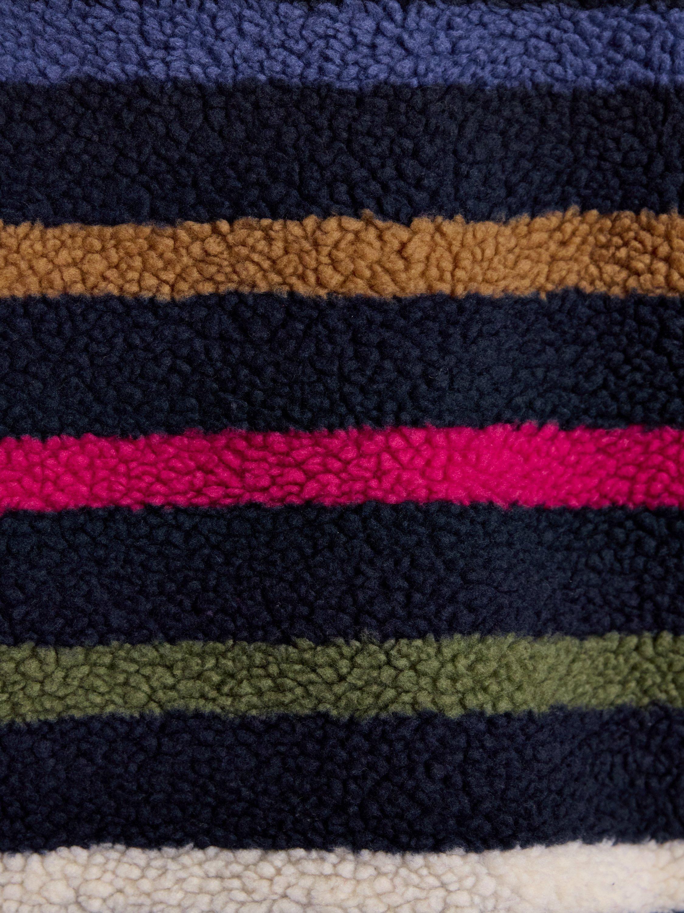 Product image 6 of 9, which shows Joules Striped Borg Fleece, Navy/Multi, 26