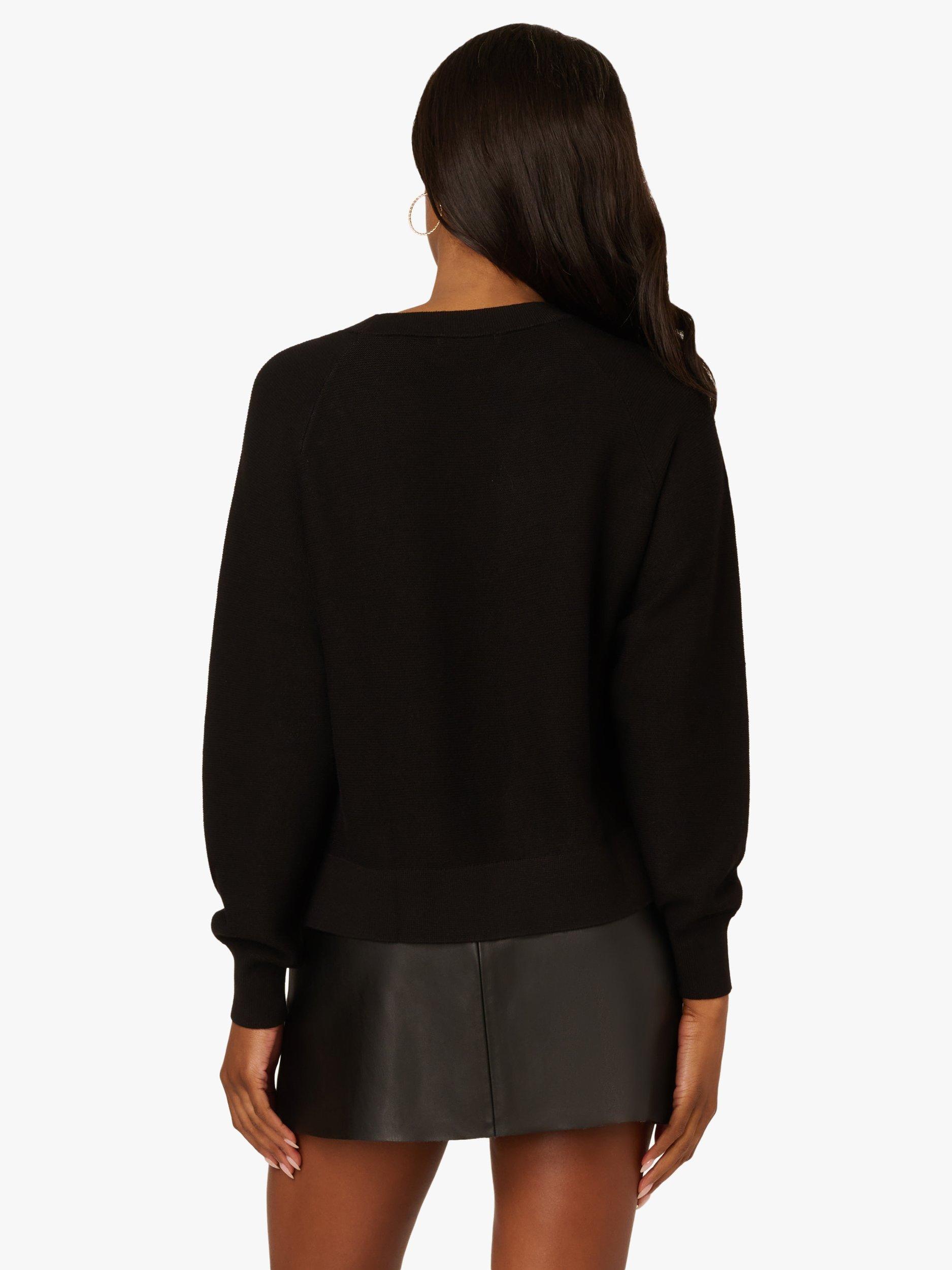 Product image 2 of 7, which shows Adrianna Papell Round Neck Jumper, Black, S