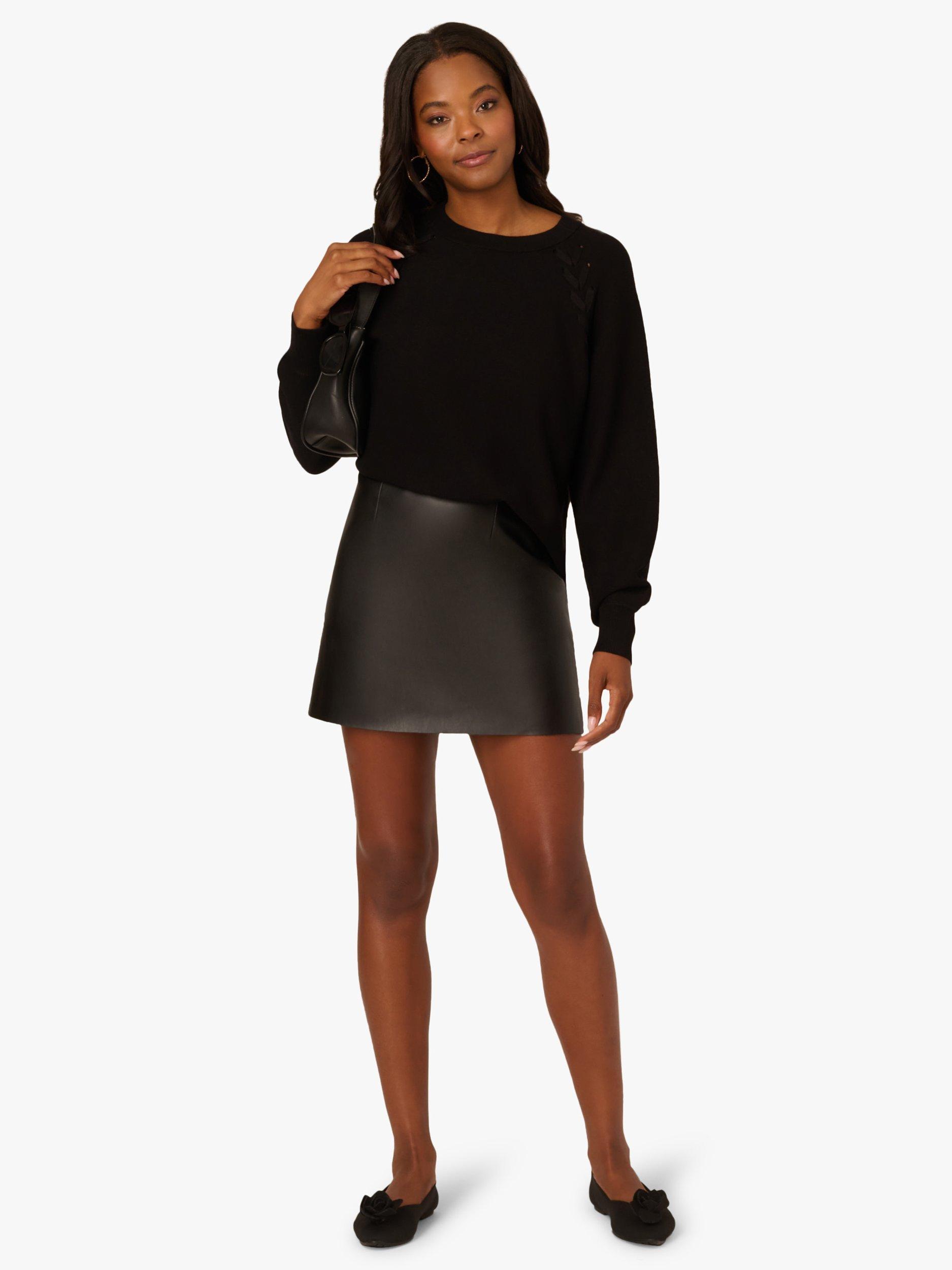 Product image 3 of 7, which shows Adrianna Papell Round Neck Jumper, Black, S