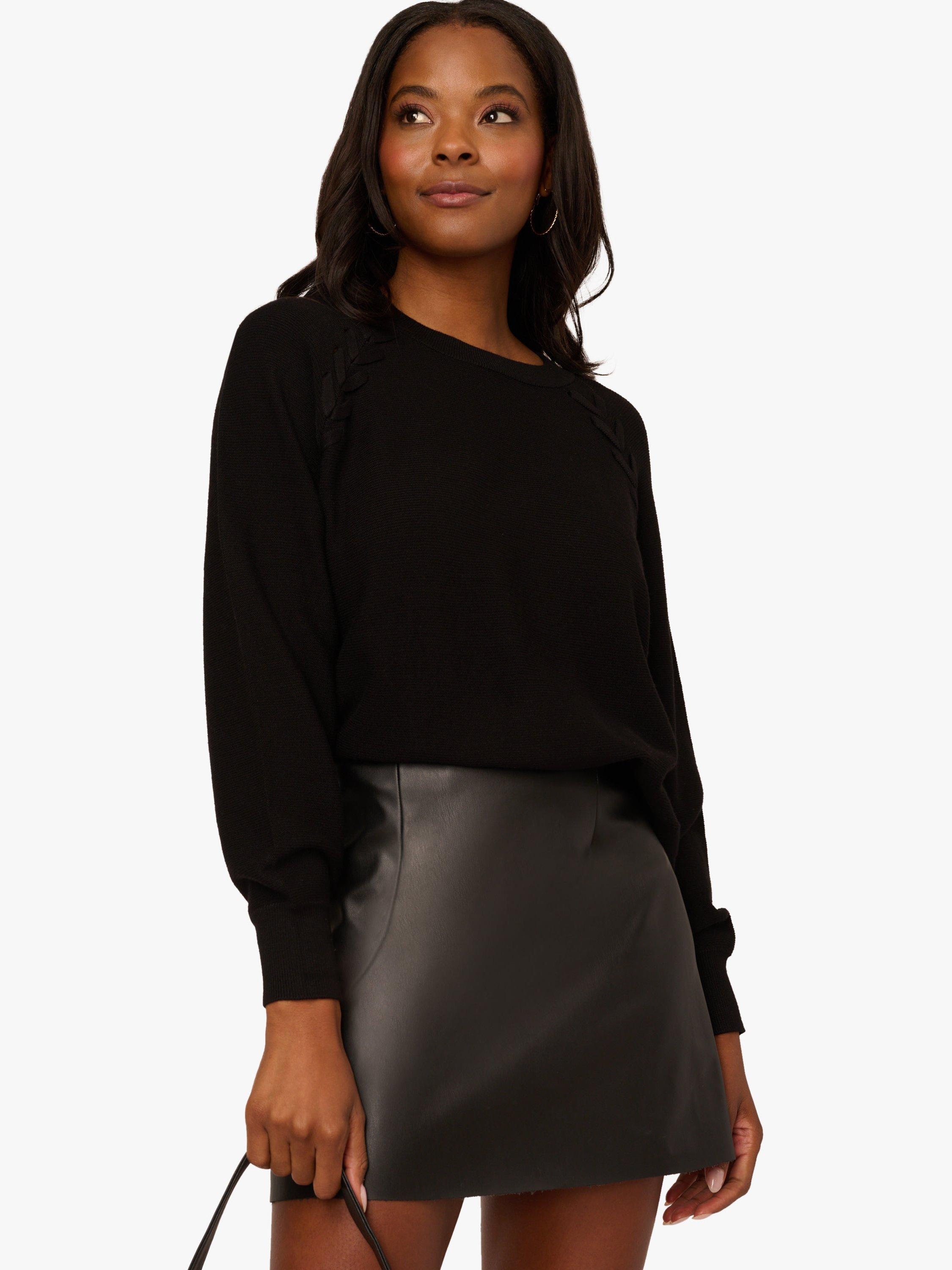 Product image 4 of 7, which shows Adrianna Papell Round Neck Jumper, Black, S