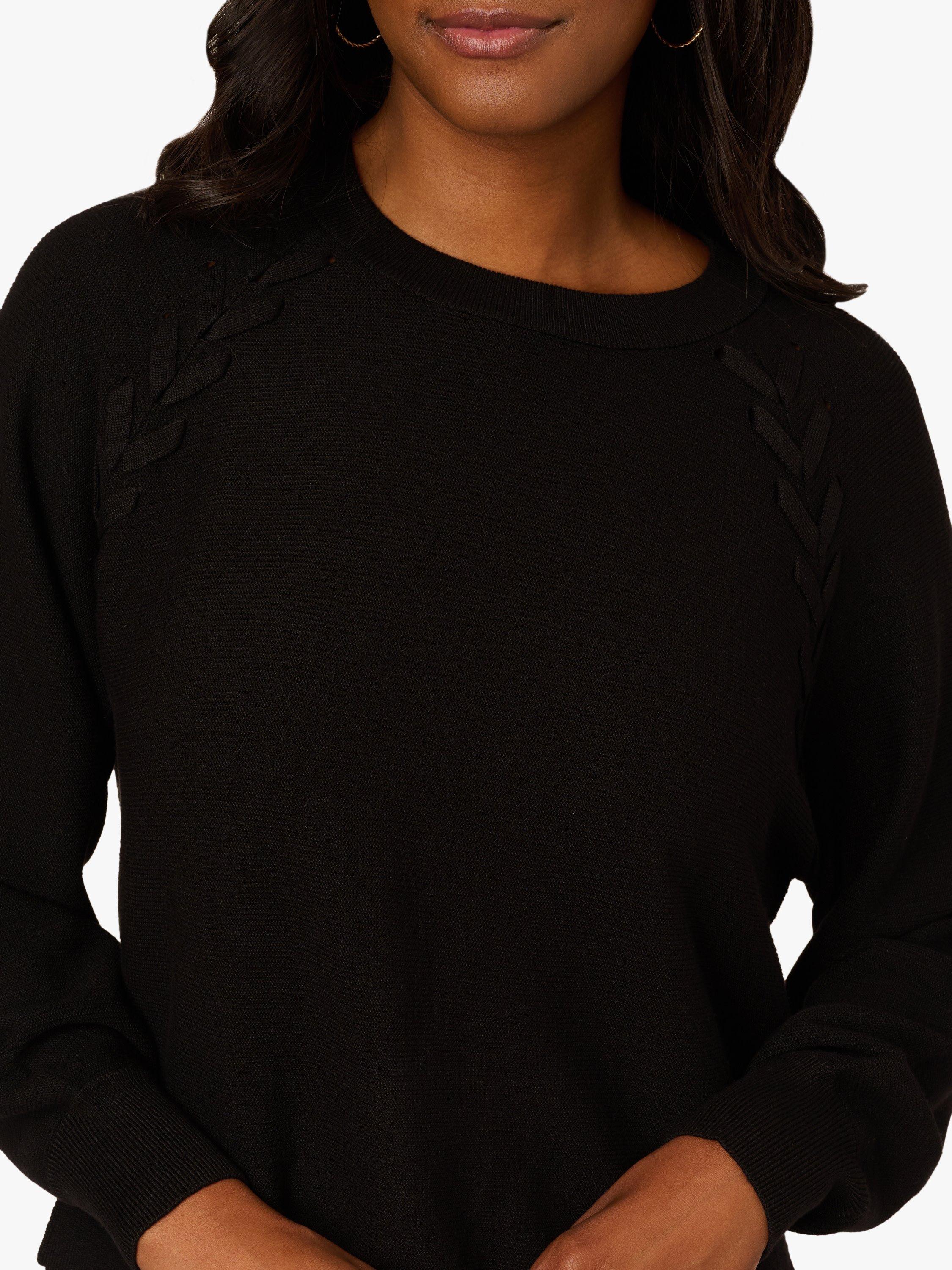 Product image 5 of 7, which shows Adrianna Papell Round Neck Jumper, Black, S