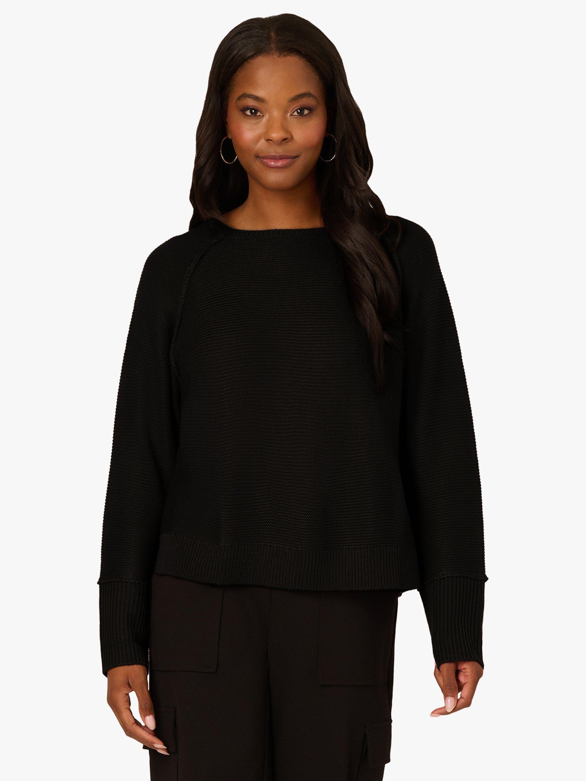 Product image 1 of 7, which shows Adrianna Papell Boat Neck Jumper, Black, L