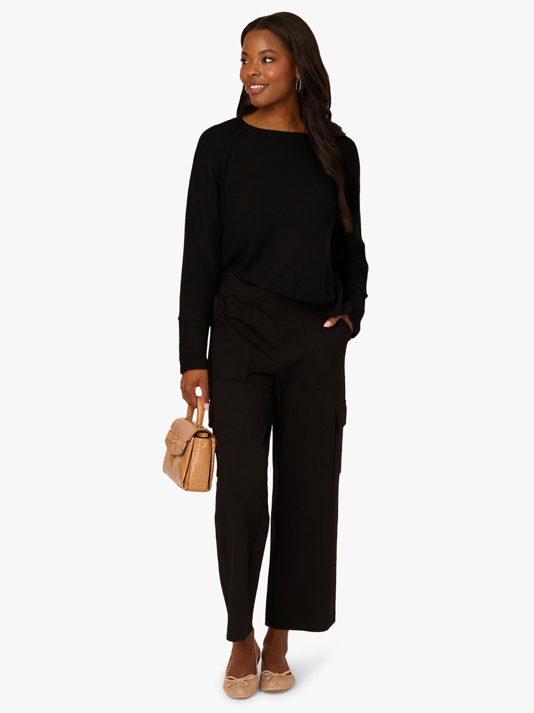 Product image 3 of 7, which shows Adrianna Papell Boat Neck Jumper, Black, L