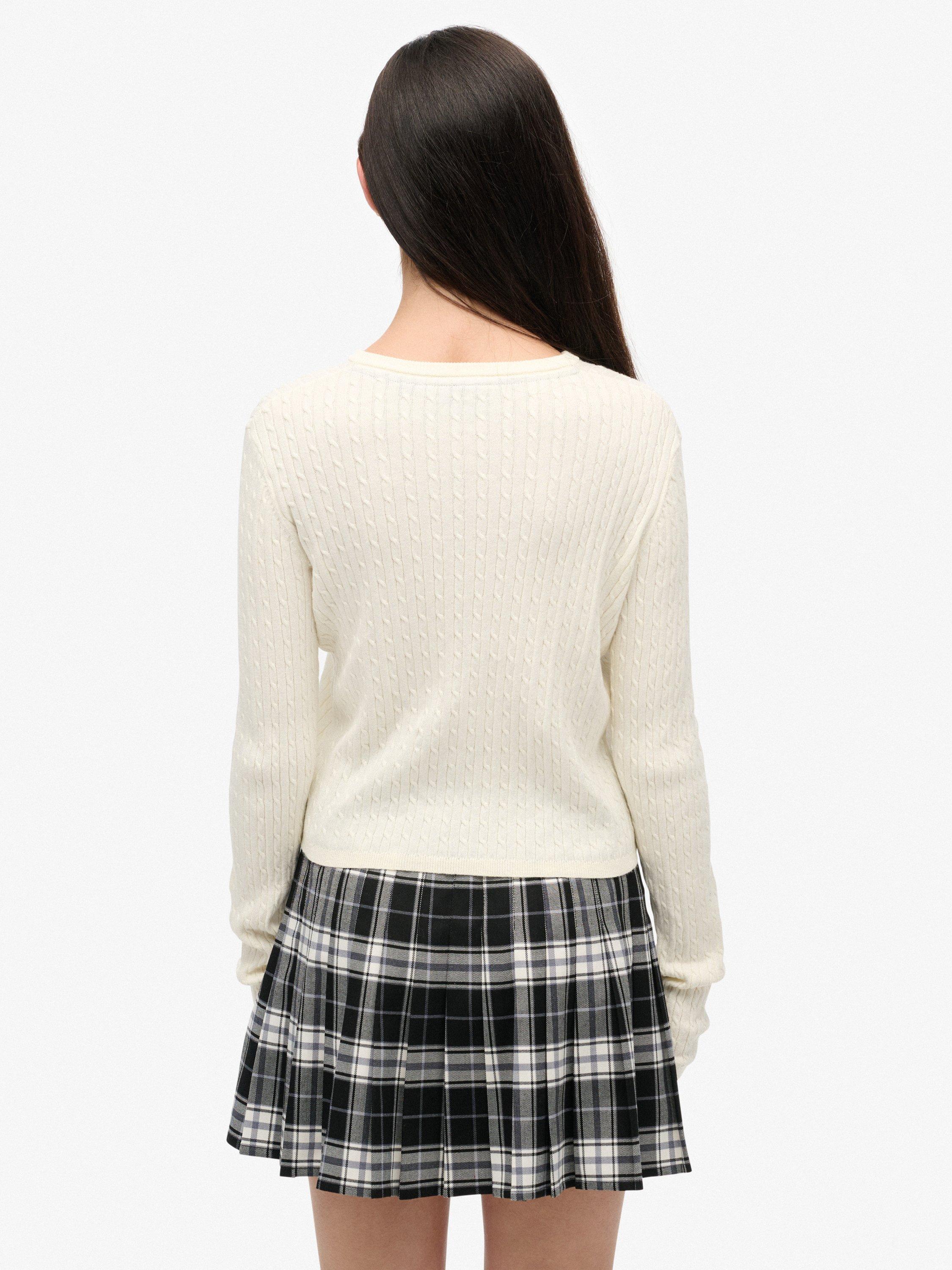 Product image 2 of 6, which shows Superdry Micro Cable Knit Cardigan, Off White, 14