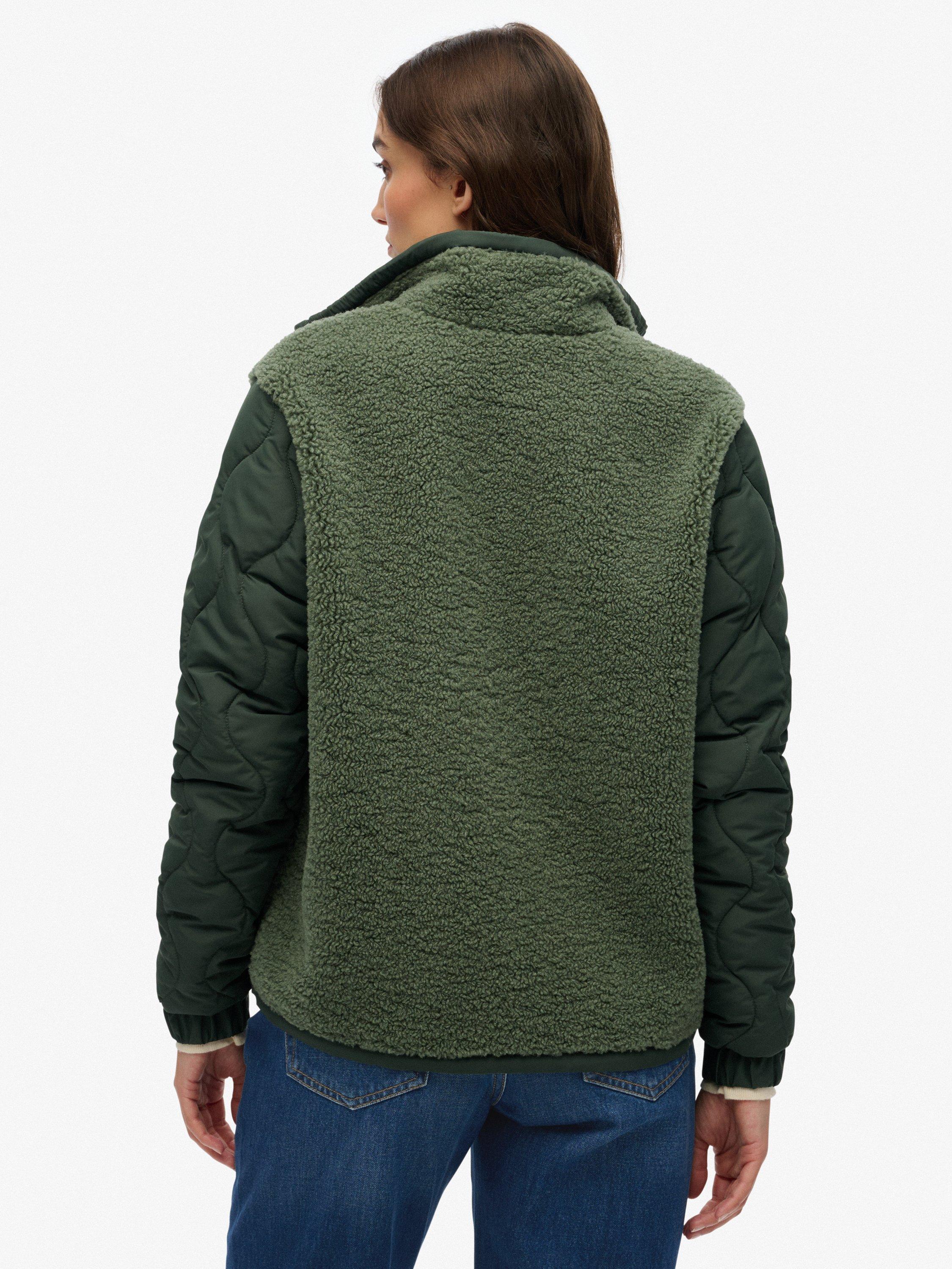 Product image 2 of 7, which shows Superdry Fleece Hybrid Jacket, Laurel Khaki, 10