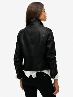 Superdry Classic Faux Leather Biker Jacket , Black - view 2, Black