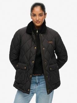 Superdry Corduroy Trimmed Liner Jacket, Army Khaki, Black