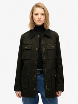 Superdry Slim Fit Wax Jacket, Olive Green, Olive Green