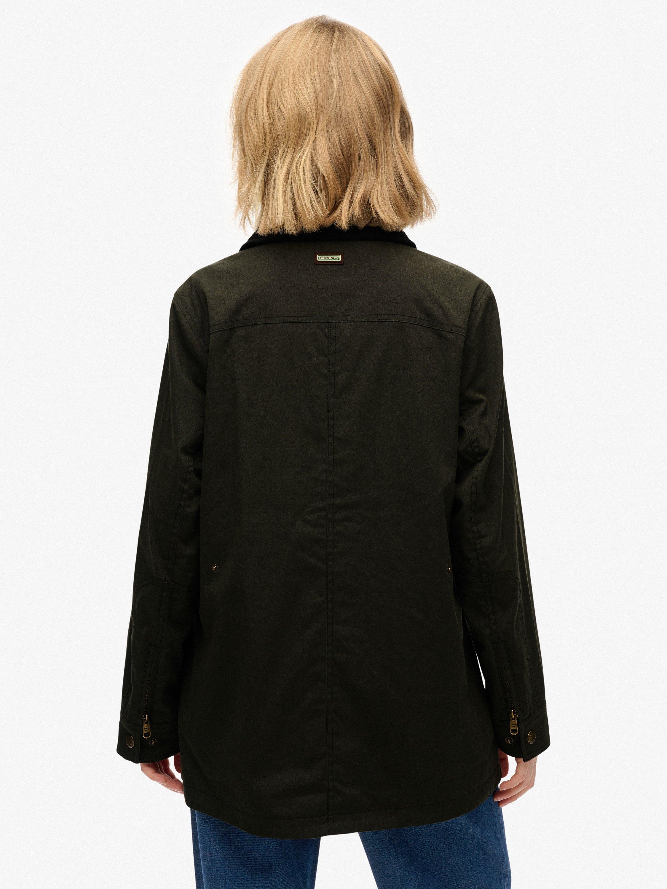 Product image 2 of 7, which shows Superdry Slim Fit Wax Jacket, Olive Green, 8