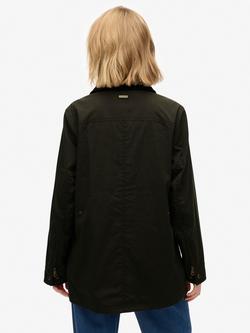 Superdry Slim Fit Wax Jacket, Olive Green - view 2, Olive Green