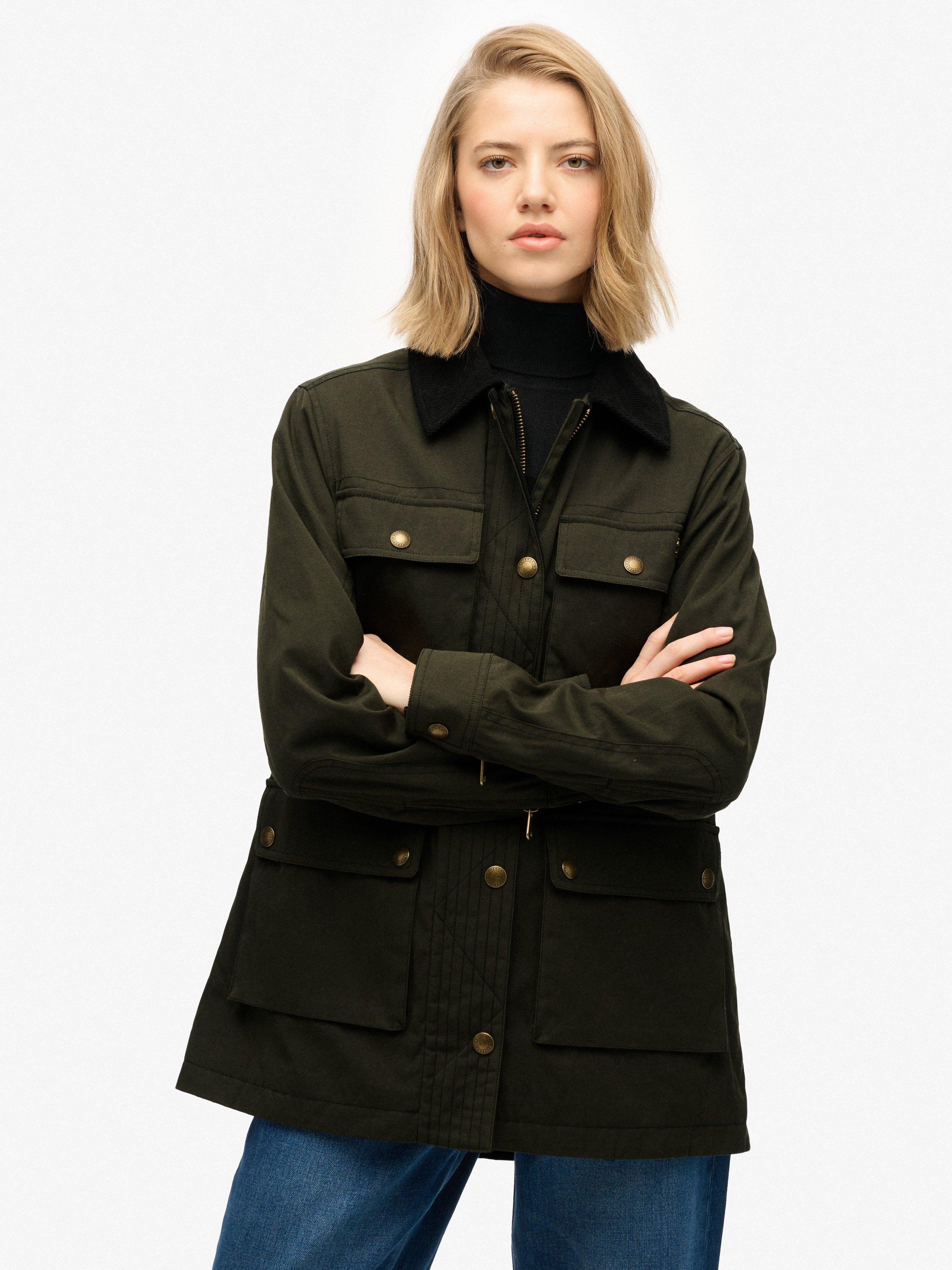 Product image 4 of 7, which shows Superdry Slim Fit Wax Jacket, Olive Green, 8