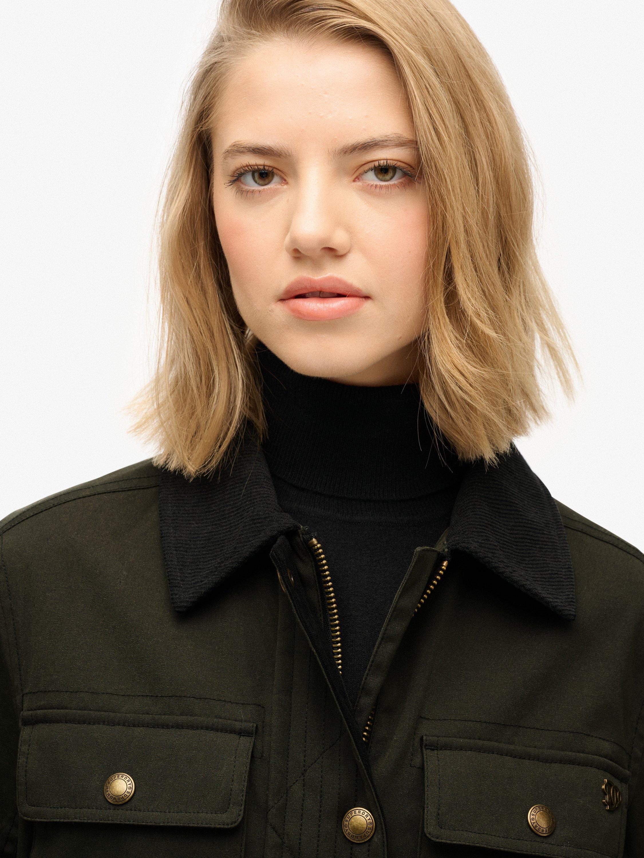 Product image 5 of 7, which shows Superdry Slim Fit Wax Jacket, Olive Green, 8