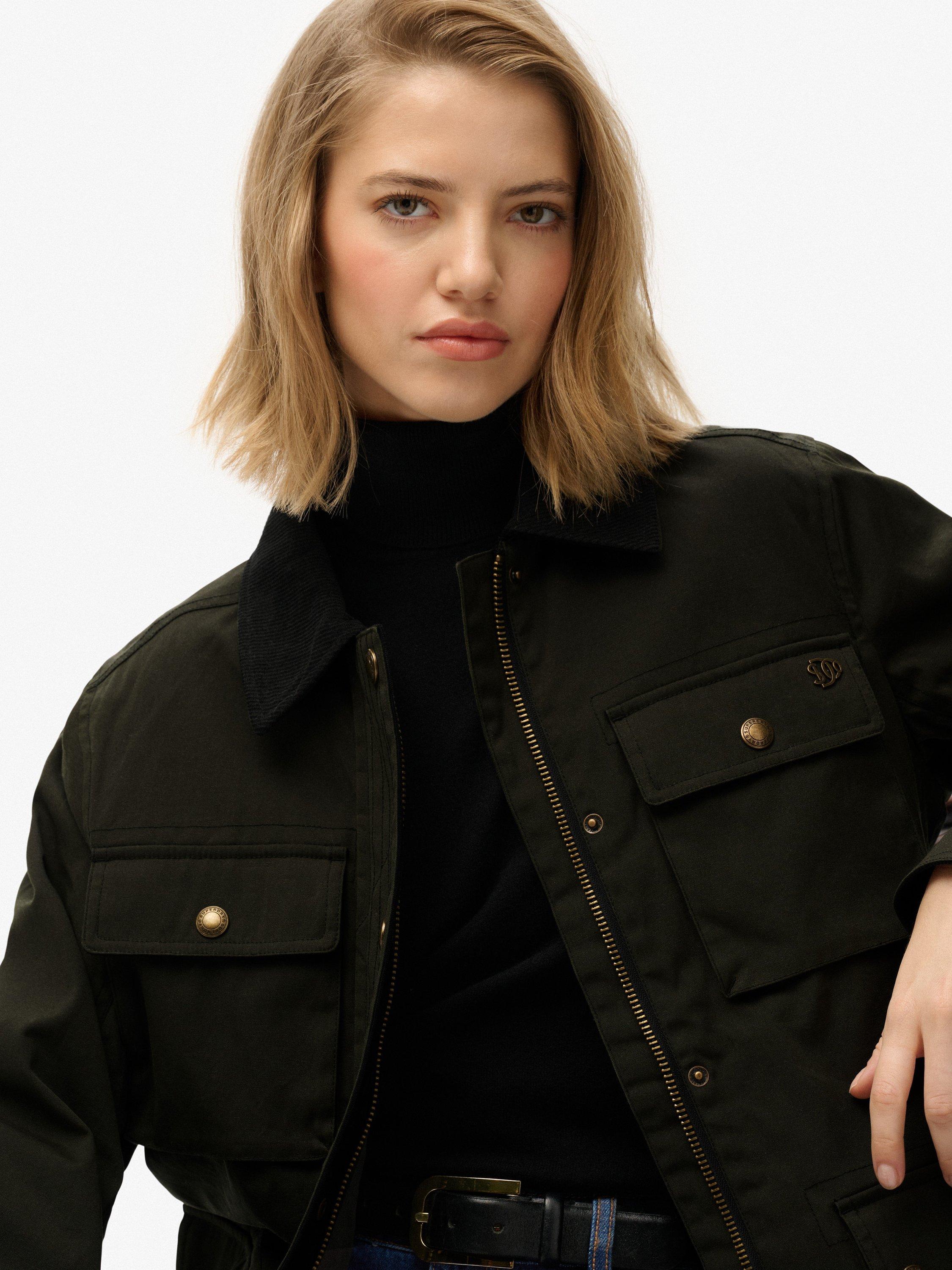 Product image 6 of 7, which shows Superdry Slim Fit Wax Jacket, Olive Green, 8