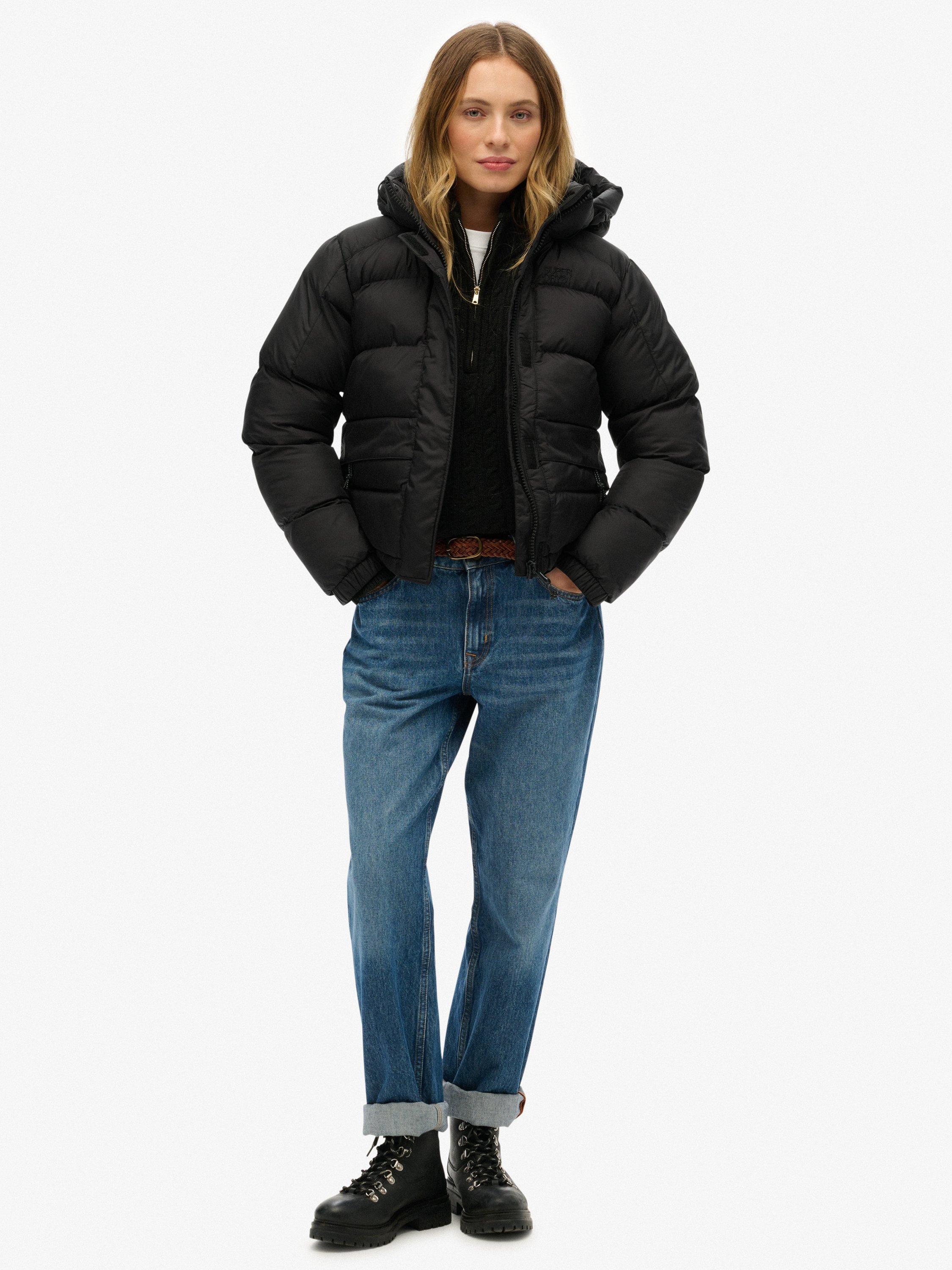 Product image 3 of 7, which shows Superdry Hooded 5 Baffle Puffer Jacket, Black, 12