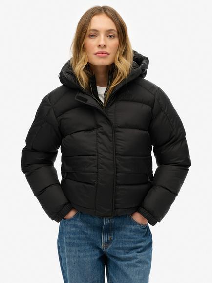 Superdry Hooded 5 Baffle Puffer Jacket, Black, Black