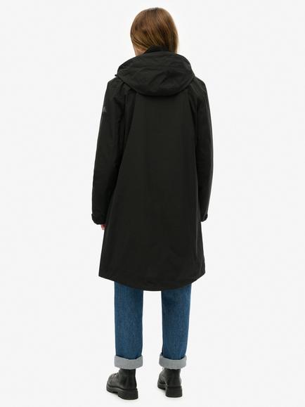 Superdry Hooded Longline Shell Parka, Black - view 2, Black