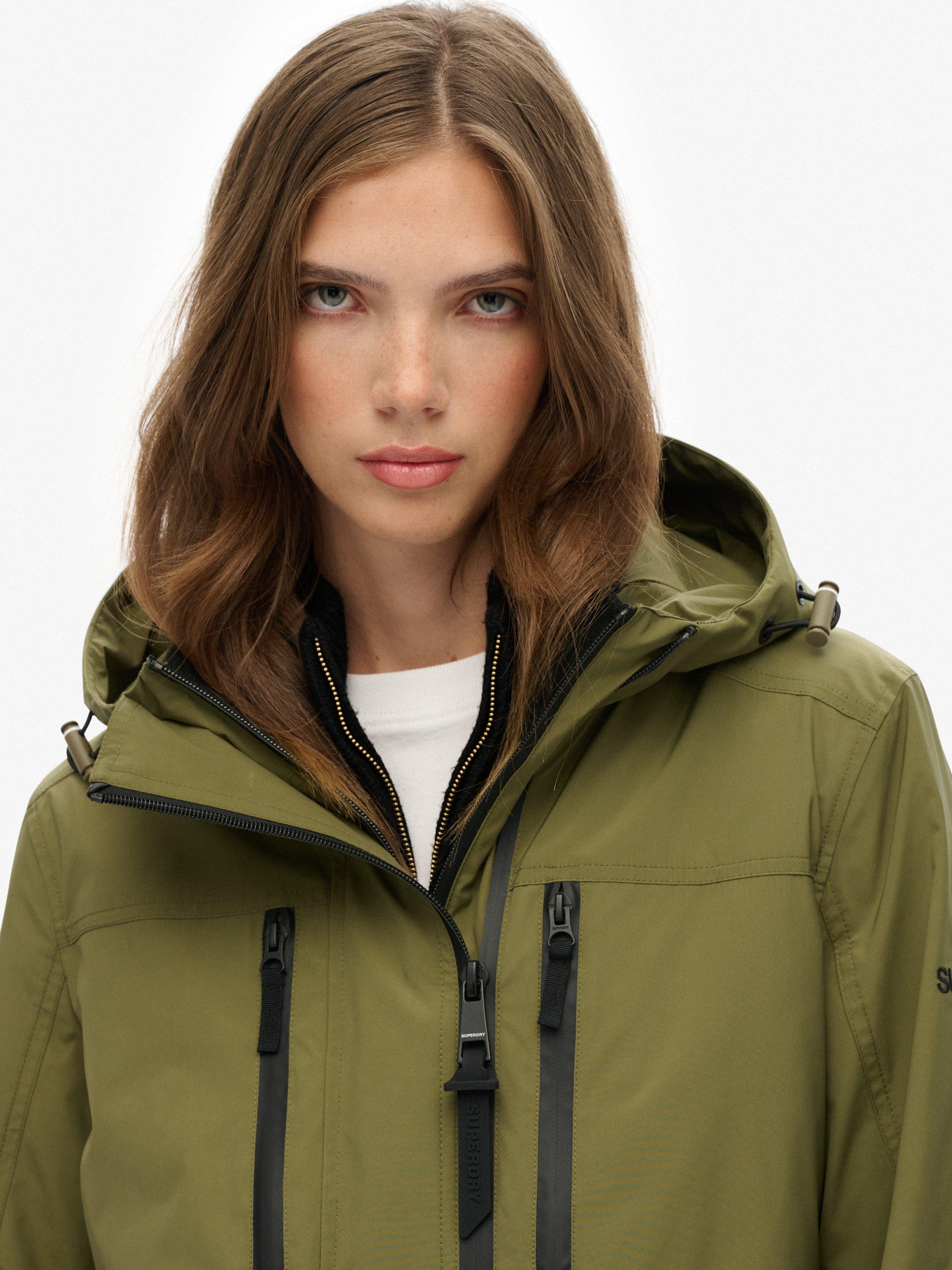 Product image 3 of 6, which shows Superdry Hooded Longline Shell Parka, Khaki Green, 14