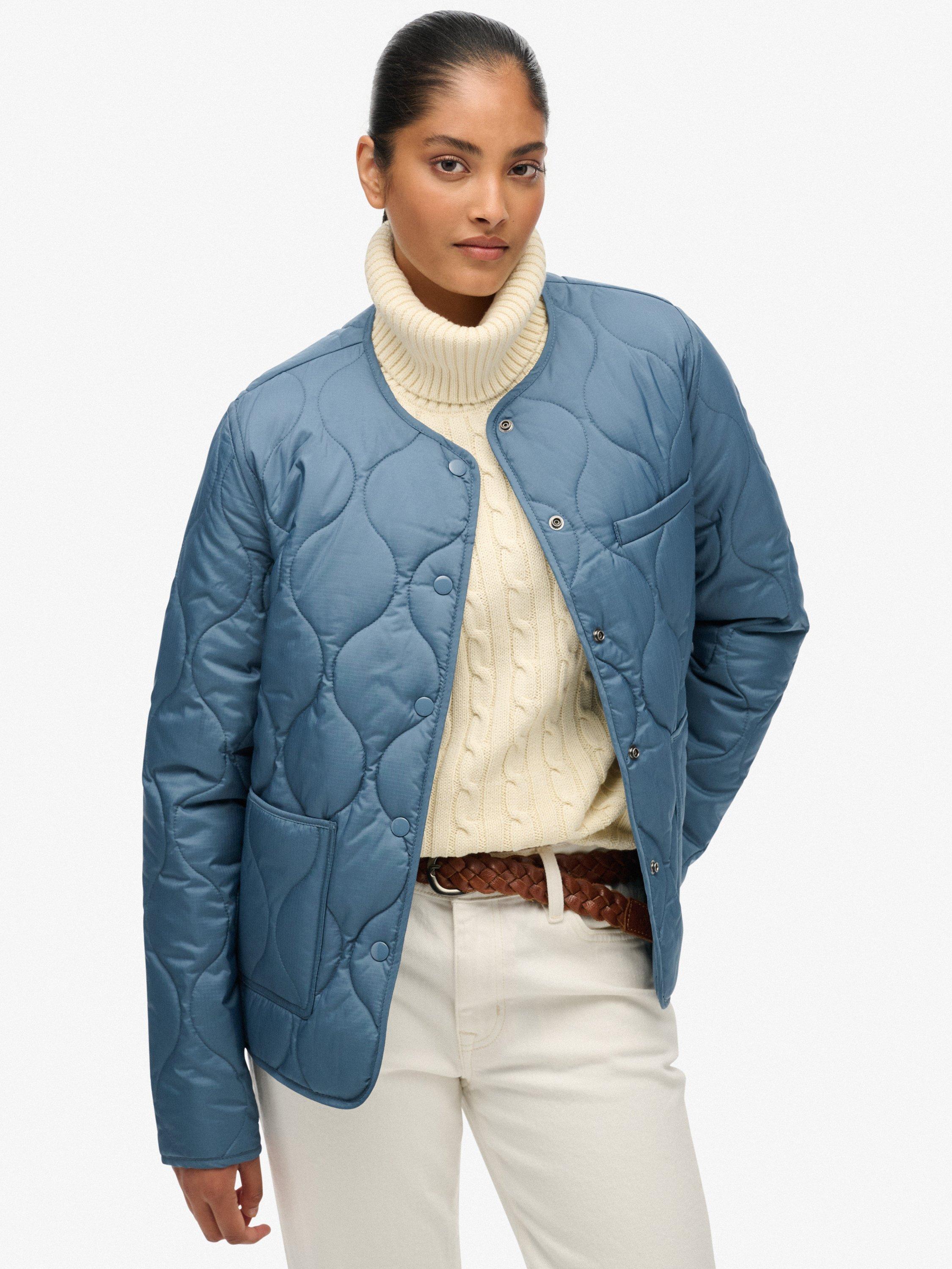 Product image 1 of 7, which shows Superdry Quilted Lite Liner Jacket, Dry Slate Blue, 8