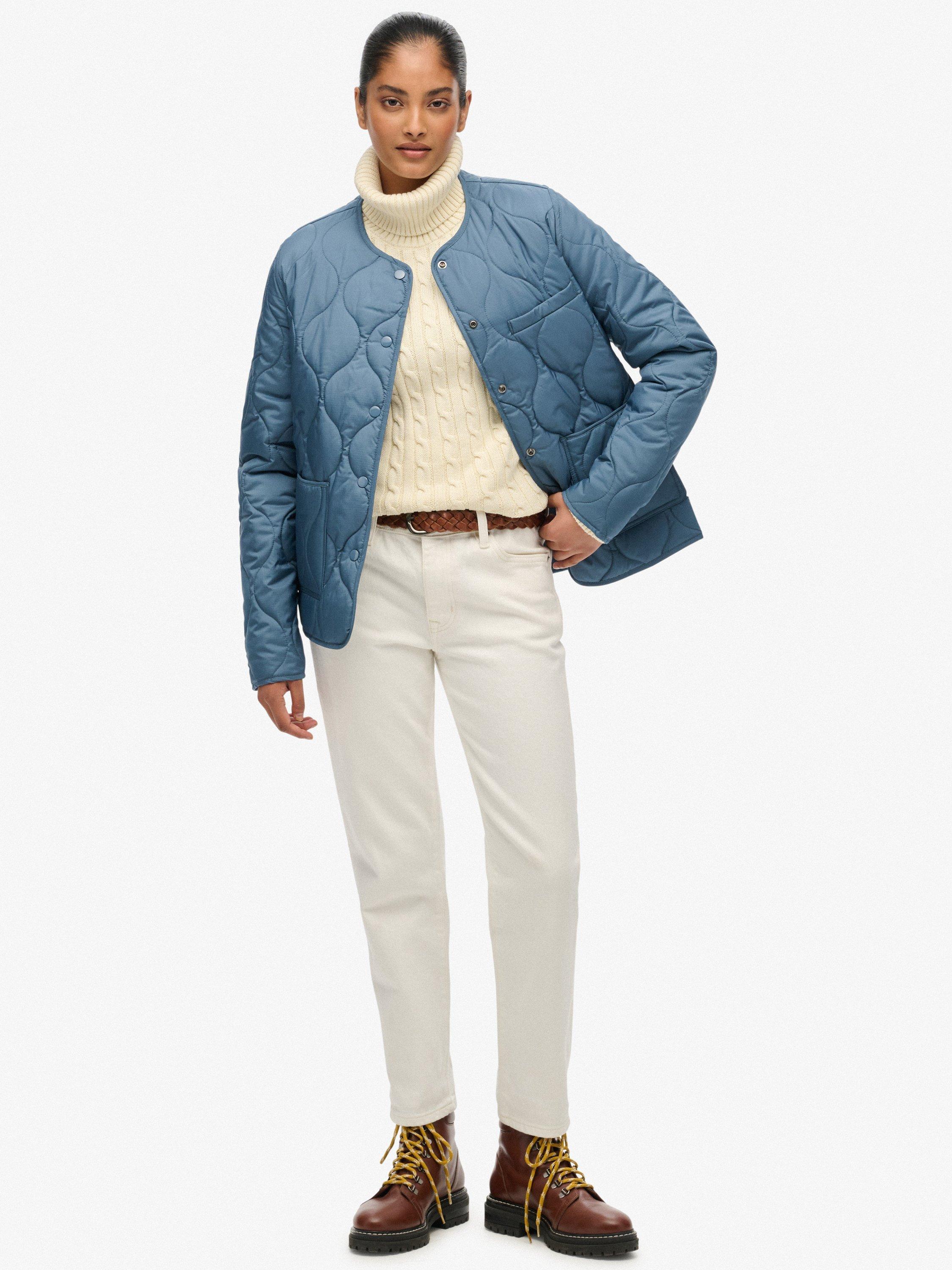 Product image 3 of 7, which shows Superdry Quilted Lite Liner Jacket, Dry Slate Blue, 8