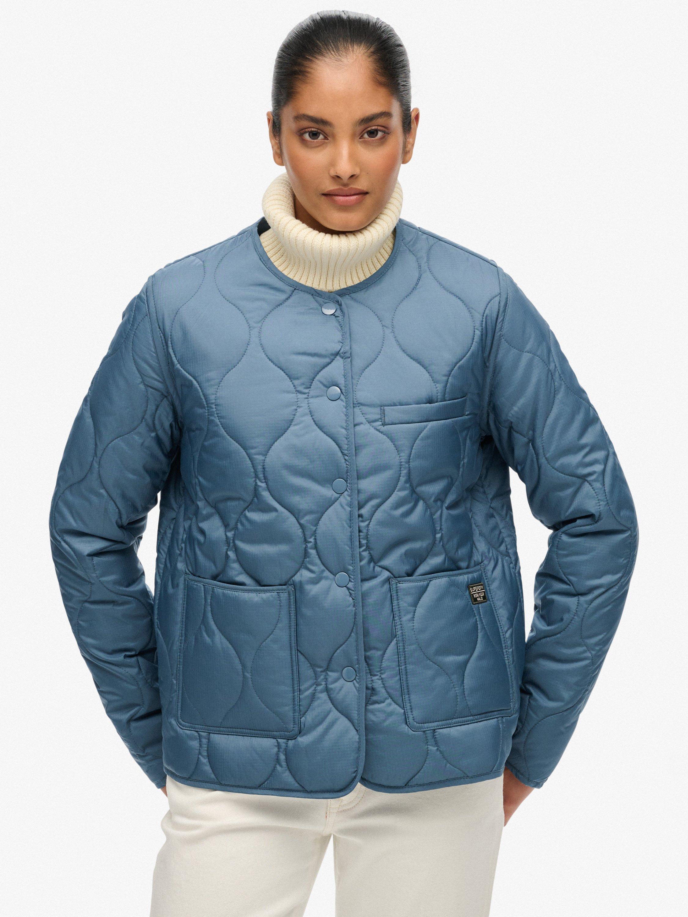Product image 4 of 7, which shows Superdry Quilted Lite Liner Jacket, Dry Slate Blue, 8