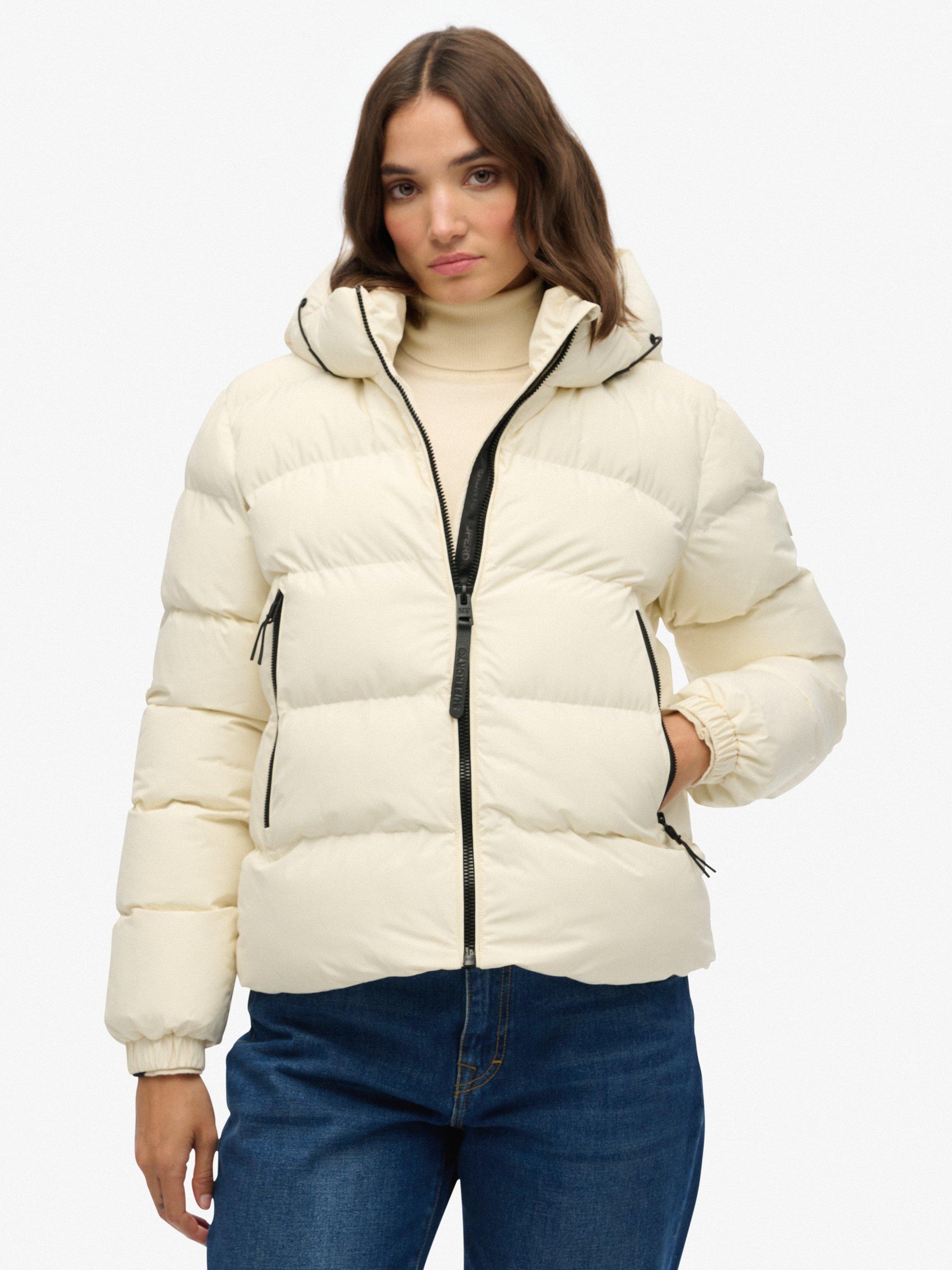 Product image 4 of 6, which shows Superdry Hooded Sports Puffer Jacket, Off White, 6