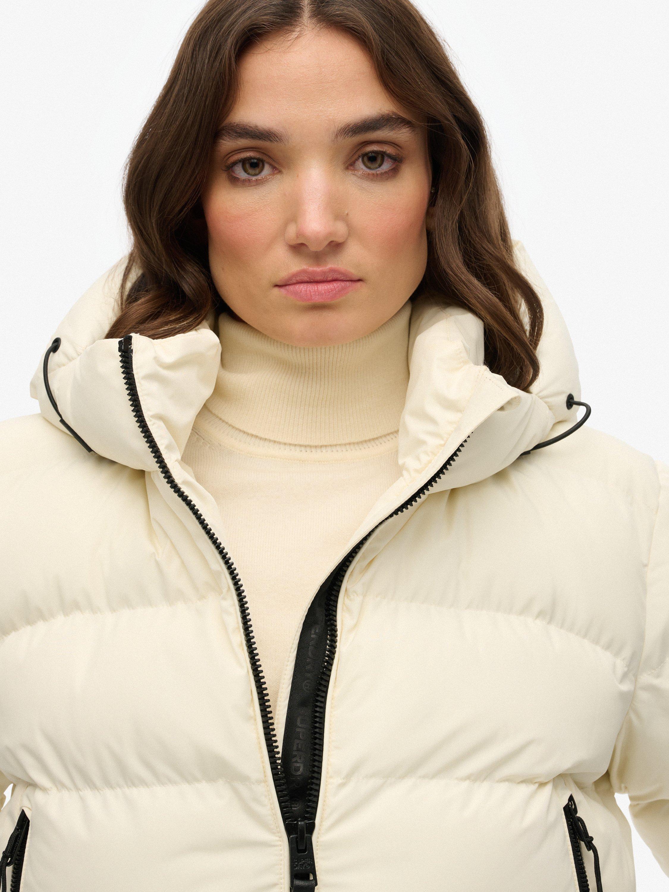 Product image 6 of 6, which shows Superdry Hooded Sports Puffer Jacket, Off White, 6