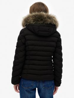 Superdry Fuji Faux Fur Hood Padded Jacket, Black - view 2, Black