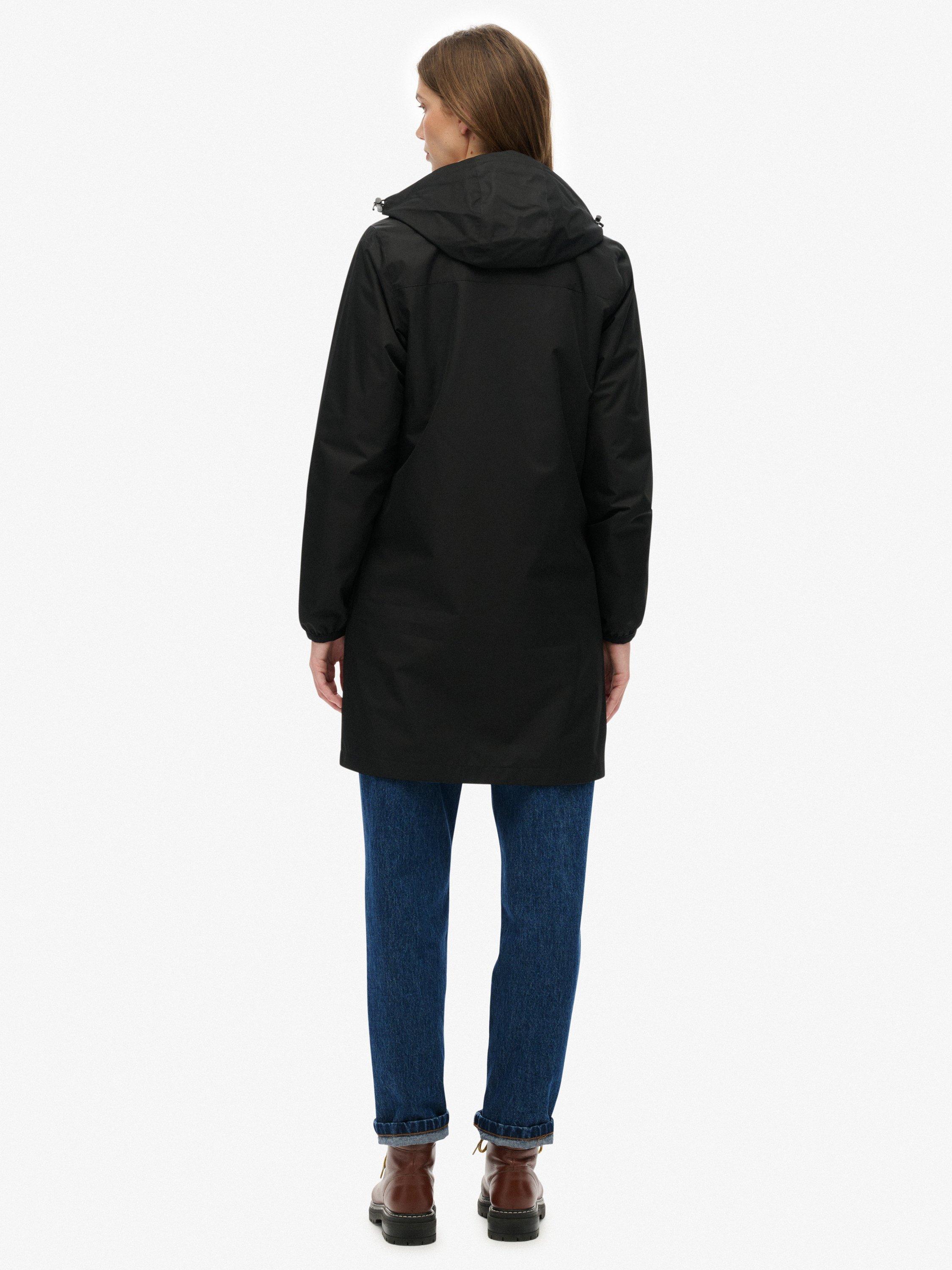 Product image 2 of 6, which shows Superdry Longline Tri Windbreaker Jacket, Black, 14