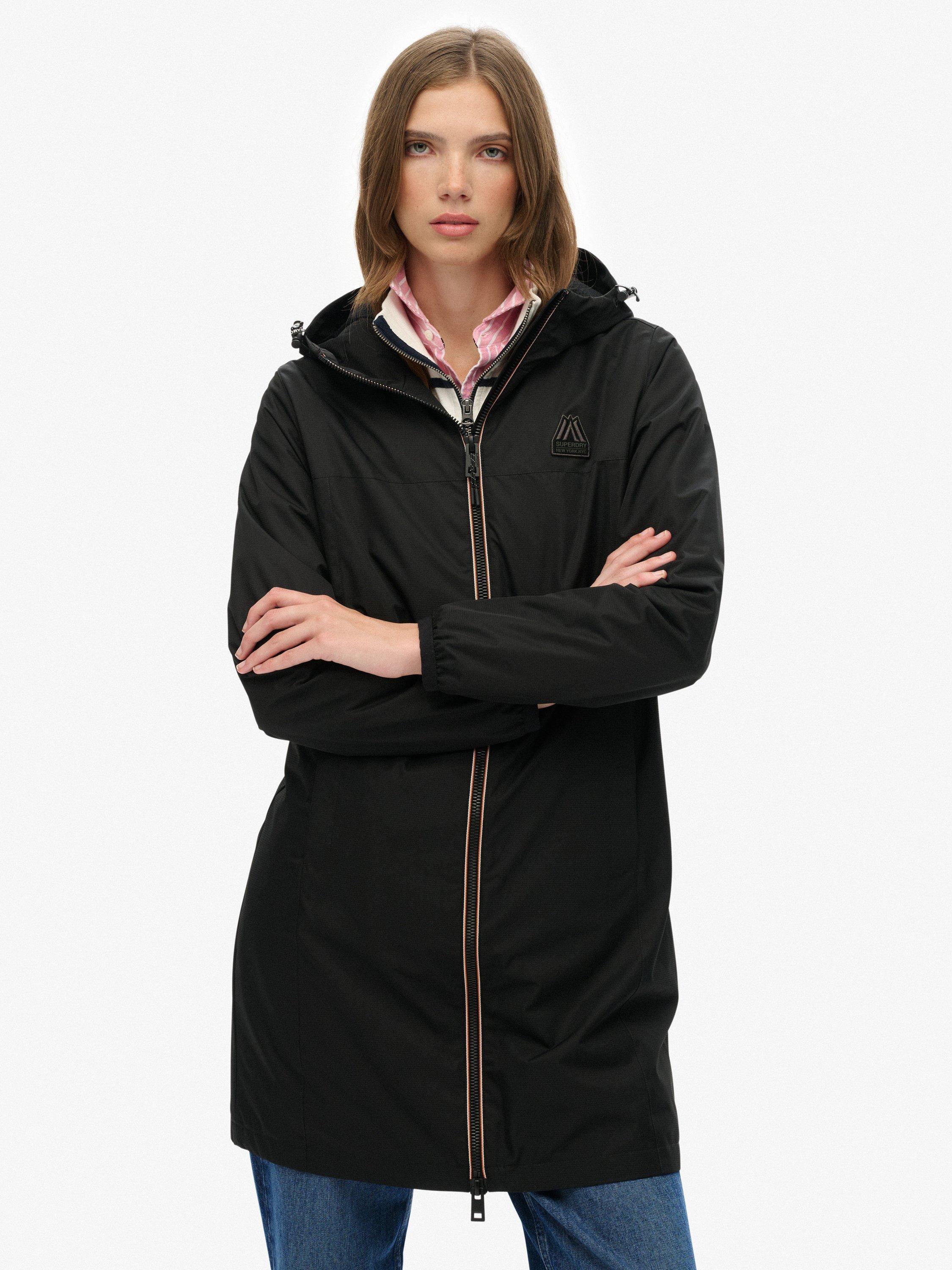 Product image 4 of 6, which shows Superdry Longline Tri Windbreaker Jacket, Black, 14