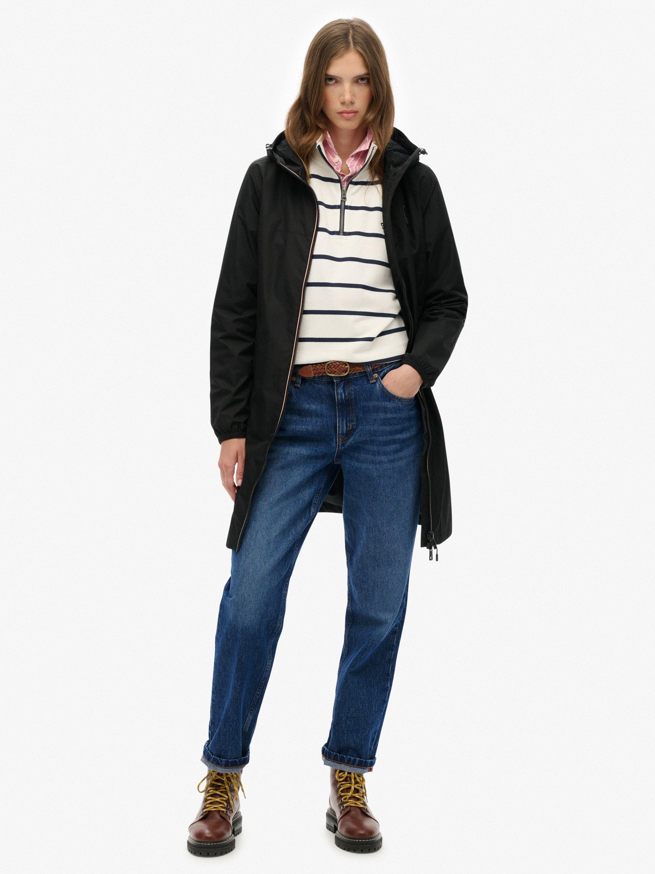 Product image 5 of 6, which shows Superdry Longline Tri Windbreaker Jacket, Black, 14