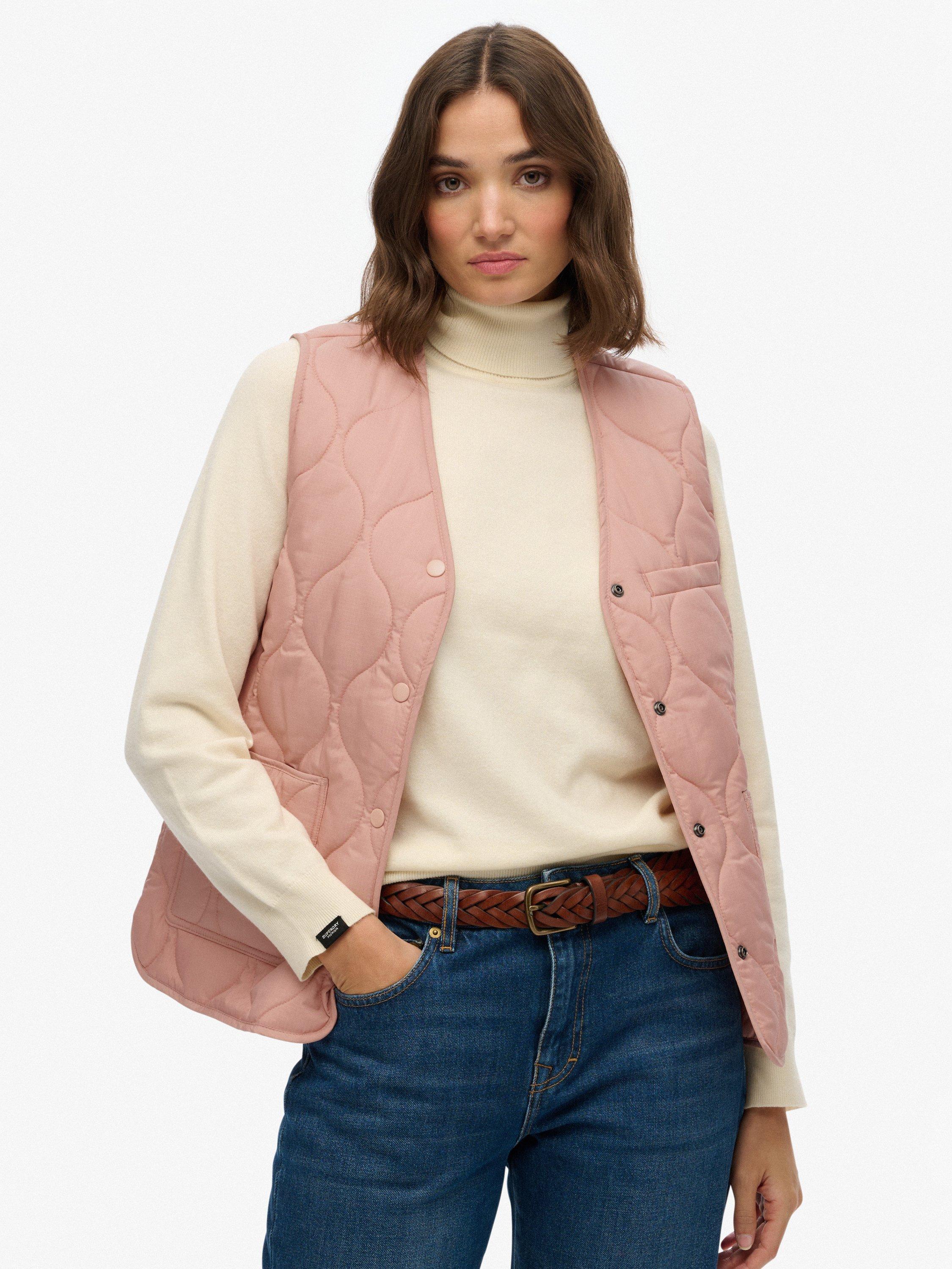 Product image 1 of 6, which shows Superdry Quilted Lite Liner Gilet, Vintage Blush, 6