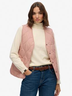 Superdry Quilted Lite Liner Gilet, Vintage Blush