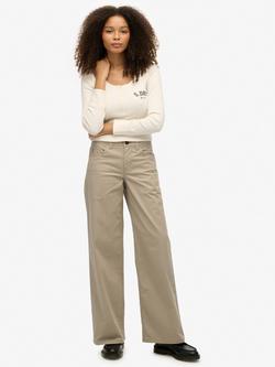 Superdry Mid Rise Baggy Chinos, Cobblestone Grey