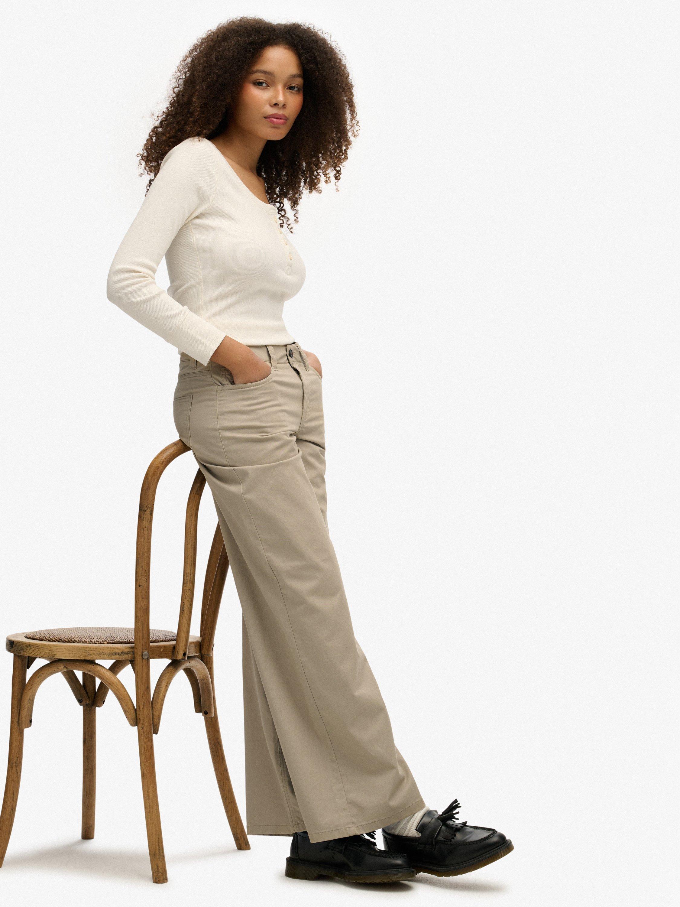 Product image 6 of 6, which shows Superdry Mid Rise Baggy Chinos, Cobblestone Grey, W34/L30