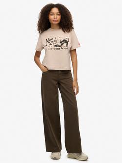 Superdry Mid Rise Baggy Trousers, Deep Khaki Green