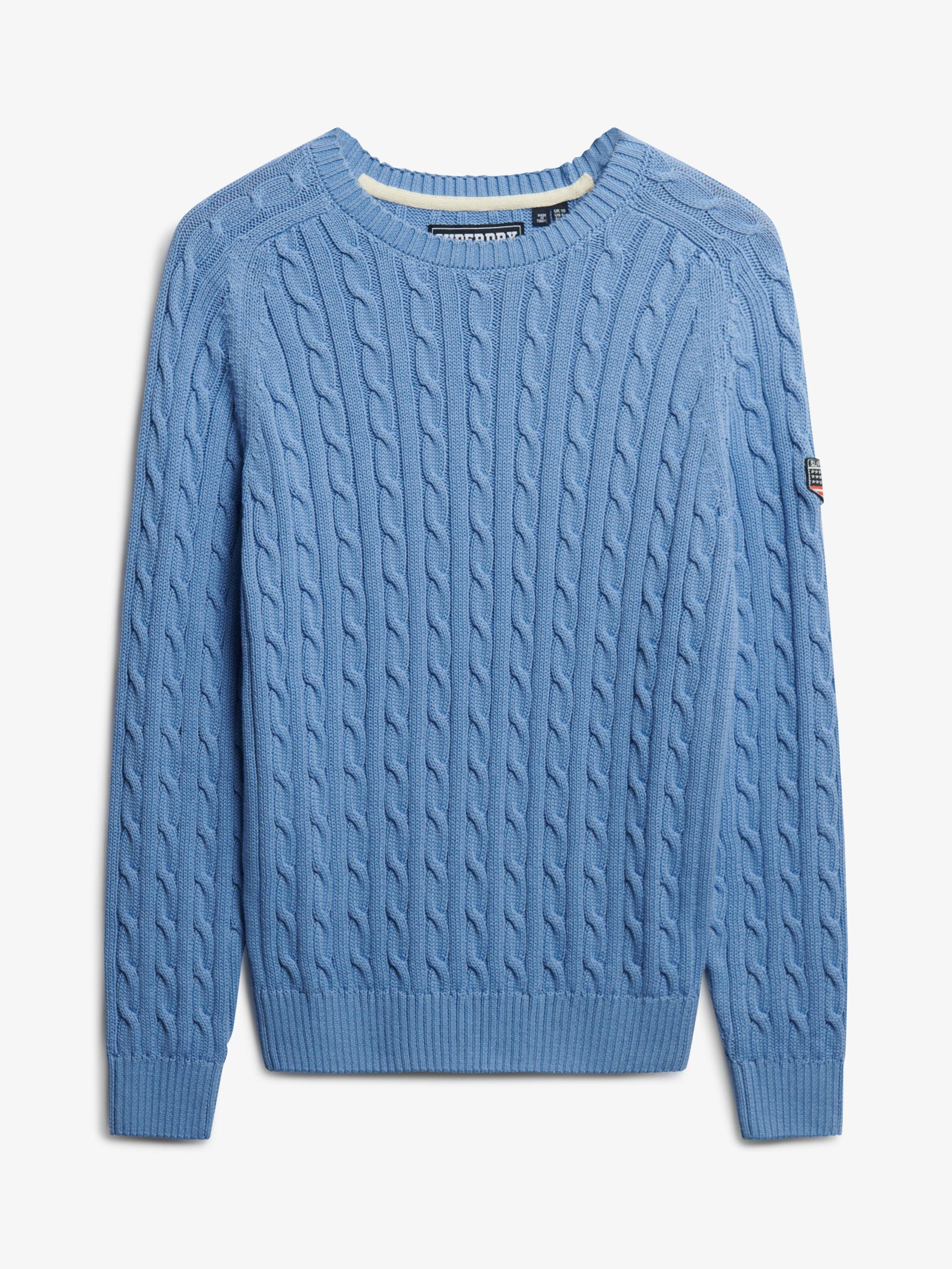 Product image 5 of 5, which shows Superdry Slouchy Cable Knit Jumper, Hydrangea Blue, 10