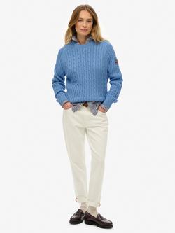 Superdry Slouchy Cable Knit Jumper - view 2, Hydrangea Blue