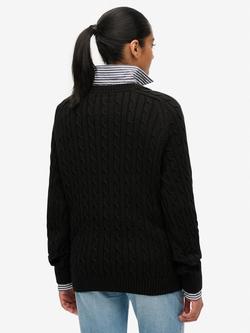 Superdry Slouchy Cable Knit Jumper - view 2, Dark Charcoal Grey