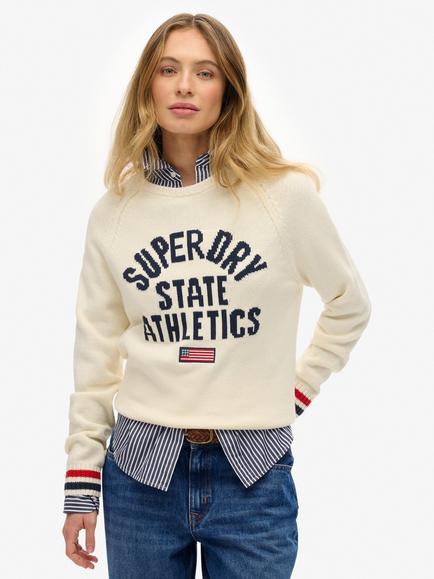 Superdry Slouchy Intarsia Graphic Knitted Jumper, Off White, Off White